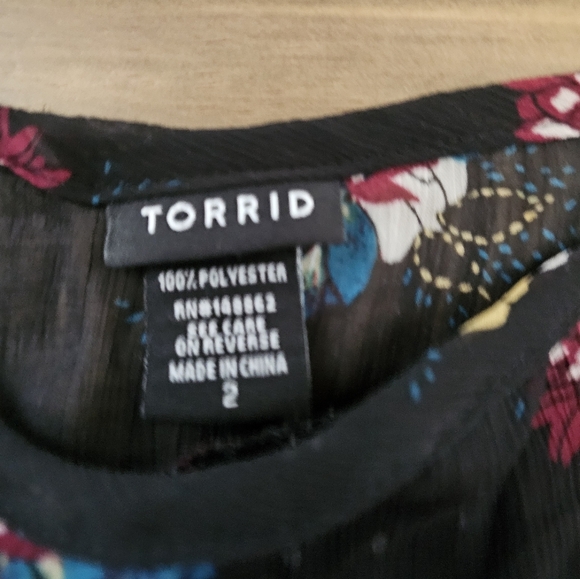 Torrid 2 Sheer Tank Top Floral Polka Dot Flowy Plus Blouse - Picture 3 of 5